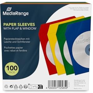 MEDIARANGE Papírové kapsy na 1 disk, se sponou a okénkem, barevně tříděné, balení 100 ks MEDIARANGE Papírové kapsy na 1 disk, se sponou a okénkem, barevně tříděné, balení 100 ks