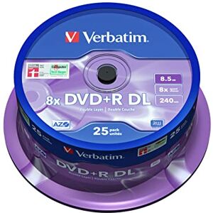 Verbatim DVD+R Double Layer Matt Silver 8,5 GB, balení 25 ks vřetena, zapisovatelných polotovarů DVD, 8násobná rychlost hoření a Hardcoat Scratch Guard, prázdné prázdné DVD-R, DVD prázdné Verbatim DVD+R Double Layer Matt Silver 8,5 GB, balení 25 ks vřetena, zapisovatelných polotovarů DVD, 8násobná rychlost hoření a Hardcoat Scratch Guard, prázdné prázdné DVD-R, DVD prázdné