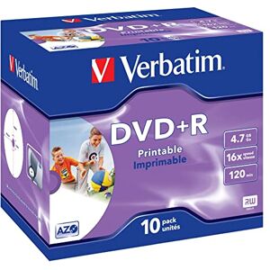 Verbatim DVD+R Wide Inkjet Printable 4.7GB, 10er Jewel Case, prázdné DVD polotovary k potisku, 16násobná rychlost hoření & Hardcoat Scratch Guard, DVD-R printable, prázdné DVD, prázdné DVD Verbatim DVD+R Wide Inkjet Printable 4.7GB, 10er Jewel Case, prázdné DVD polotovary k potisku, 16násobná rychlost hoření & Hardcoat Scratch Guard, DVD-R printable, prázdné DVD, prázdné DVD
