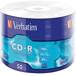 Verbatim CD-R Extra Protection, polotovary CD s pamětí 700 MB dat, ideální pro nahrávání fotografií a videí, kompatibilní s každou konvenční CD jednotkou, balení 50 ks vřetena Verbatim CD-R Extra Protection, polotovary CD s pamětí 700 MB dat, ideální pro nahrávání fotografií a videí, kompatibilní s každou konvenční CD jednotkou, balení 50 ks vřetena