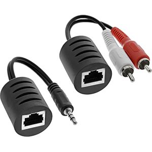 InLine 89003 audio přes RJ45 pasivní, 2x cinch 1x jack 3,5 mm / RJ45 zdířka, max. 50 m, balení 2 ks InLine 89003 audio přes RJ45 pasivní, 2x cinch 1x jack 3,5 mm / RJ45 zdířka, max. 50 m, balení 2 ks