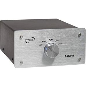 Dynavox AUX-S, vstupní rozšiřující přepínač v kovovém krytu s 5 Cinch vstupy, pro stereo a prostorové zesilovače, stříbrný Dynavox AUX-S, vstupní rozšiřující přepínač v kovovém krytu s 5 Cinch vstupy, pro stereo a prostorové zesilovače, stříbrný