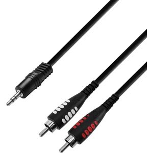 Adam Hall Cables 3 STAR YWCC 0600 Y-Kabel, 3,5mm Miniklinkenstecker stereo auf 2x Cinch male, schwarz, 6m Adam Hall Cables 3 STAR YWCC 0600 Y-Kabel, 3,5mm Miniklinkenstecker stereo auf 2x Cinch male, schwarz, 6m