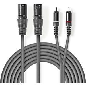 NEDIS Symetrický audio kabel, XLR 3pólový konektor na Cinch konektor, stereo, 1,5 m – pro připojení nástrojů, mikrofonů, zesilovačů nebo DJ vybavení NEDIS Symetrický audio kabel, XLR 3pólový konektor na Cinch konektor, stereo, 1,5 m – pro připojení nástrojů, mikrofonů, zesilovačů nebo DJ vybavení