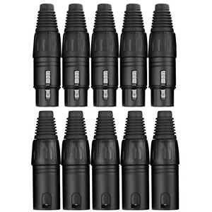 Pronomic Sada konektorů XLR samec 5 kusů, XLR emale 5 kusů (pro instalaci kabelů, montáž, vysoce kvalitní upínací kleště odlehčení v tahu, stabilní kryt tlakového odlitku) černá Pronomic Sada konektorů XLR samec 5 kusů, XLR emale 5 kusů (pro instalaci kabelů, montáž, vysoce kvalitní upínací kleště odlehčení v tahu, stabilní kryt tlakového odlitku) černá