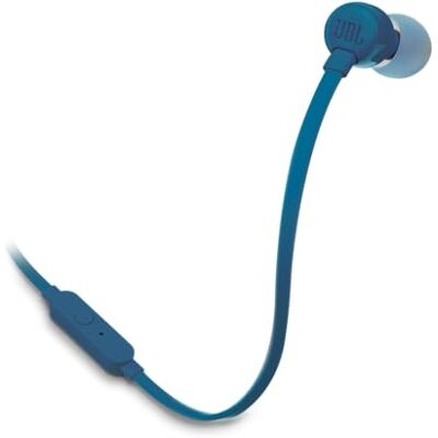 JBL Tune 110 – sluchátka do uší s plochým kabelem bez zamotávání a mikrofonem – modrá – pro neomezený požitek z hudby s technologií Pure Bass Sound JBL Tune 110 – sluchátka do uší s plochým kabelem bez zamotávání a mikrofonem – modrá – pro neomezený požitek z hudby s technologií Pure Bass Sound