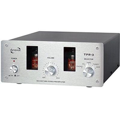 Dynavox Předzesilovač TPR-3, předzesilovač s trubicemi, 5 Cinch vstupů vč. vstupu pro phono pro gramofon s přepínáním MM a MC, stříbrný Dynavox Předzesilovač TPR-3, předzesilovač s trubicemi, 5 Cinch vstupů vč. vstupu pro phono pro gramofon s přepínáním MM a MC, stříbrný