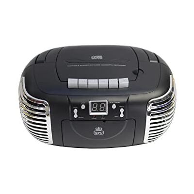 GPO PCD299 přenosný retro boombox s CD přehrávačem, rádiem a kazetovým rekordérem, napájení ze sítě a baterie, černá/stříbrná PCD299 černá, W 24 D 29 V 14 cm GPO PCD299 přenosný retro boombox s CD přehrávačem, rádiem a kazetovým rekordérem, napájení ze sítě a baterie, černá/stříbrná PCD299 černá, W 24 D 29 V 14 cm