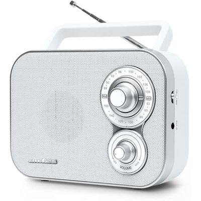 MUSE M-051RW přenosné retro rádio, UKW a MW, provoz ze sítě a baterie, teleskopická anténa, AUX-In, bílá MUSE M-051RW přenosné retro rádio, UKW a MW, provoz ze sítě a baterie, teleskopická anténa, AUX-In, bílá