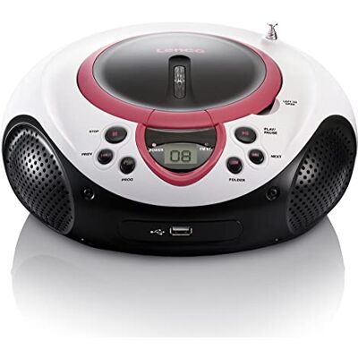 Lenco Dětské rádio CD přehrávač SCD-38 přenosné FM rádio s CD/MP3 přehrávačem a USB v růžové barvě Lenco Dětské rádio CD přehrávač SCD-38 přenosné FM rádio s CD/MP3 přehrávačem a USB v růžové barvě