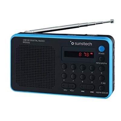 Sunstech RPDS32BL přenosné digitální rádio (AM/FM PLL, reproduktor, USB, SD, MMC, 1,5 W RMS), modré Sunstech RPDS32BL přenosné digitální rádio (AM/FM PLL, reproduktor, USB, SD, MMC, 1,5 W RMS), modré