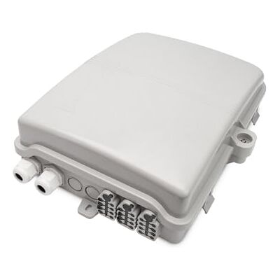 Digitus FTTH Distributionsbox – für den Außenbereich – 24 LC/Duplex oder 24 SC/Simplex Kupplungen – Überlängenablage – verschiedene Kabeleinlässe – Wandmontage – Grau Digitus FTTH Distributionsbox – für den Außenbereich – 24 LC/Duplex oder 24 SC/Simplex Kupplungen – Überlängenablage – verschiedene Kabeleinlässe – Wandmontage – Grau
