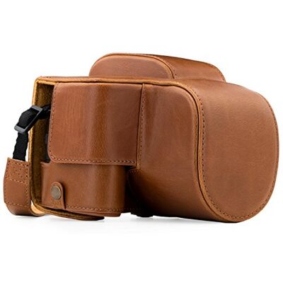 MegaGear Panasonic Lumix DC-FZ80, FZ82 Ever Ready Leder Kamera-Case mit Trageriemen und Batteriezugang Hellbraun MG1225 MegaGear Panasonic Lumix DC-FZ80, FZ82 Ever Ready Leder Kamera-Case mit Trageriemen und Batteriezugang Hellbraun MG1225