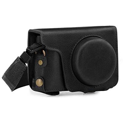 MegaGear Panasonic Lumix DC-TZ100, TZ200 Ever Ready pouzdro na fotoaparát z pravé kůže s popruhem černé MegaGear Panasonic Lumix DC-TZ100, TZ200 Ever Ready pouzdro na fotoaparát z pravé kůže s popruhem černé