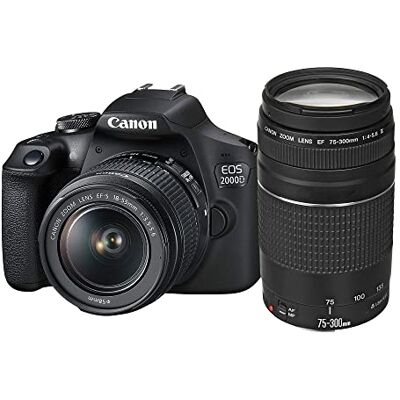 Canon Jednooká zrcadlovka EOS 2000D (24,1 MP, DIGIC 4+, 7,5 cm (3,0 palce) LCD, Full-HD, WIFI, APS-C CMOS senzor) včetně objektivů EF-S 18-55 mm F3. Canon Jednooká zrcadlovka EOS 2000D (24,1 MP, DIGIC 4+, 7,5 cm (3,0 palce) LCD, Full-HD, WIFI, APS-C CMOS senzor) včetně objektivů EF-S 18-55 mm F3.