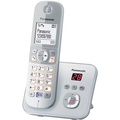 Panasonic KX-TG6821GS DECT bezdrátový telefon se záznamníkem hovorů (s nízkým zářením, Eco-Modus, Gap telefon, pevná linka, zámek hovoru) perlově stříbrný Panasonic KX-TG6821GS DECT bezdrátový telefon se záznamníkem hovorů (s nízkým zářením, Eco-Modus, Gap telefon, pevná linka, zámek hovoru) perlově stříbrný