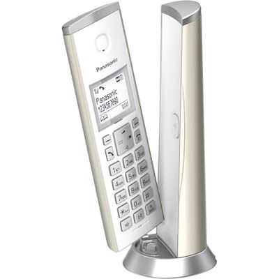 Panasonic KX-TGK220GN Designový telefon s záznamníkem a budíkem, interní telefon (bezdrátový), HD telefonování, šampaňské Panasonic KX-TGK220GN Designový telefon s záznamníkem a budíkem, interní telefon (bezdrátový), HD telefonování, šampaňské