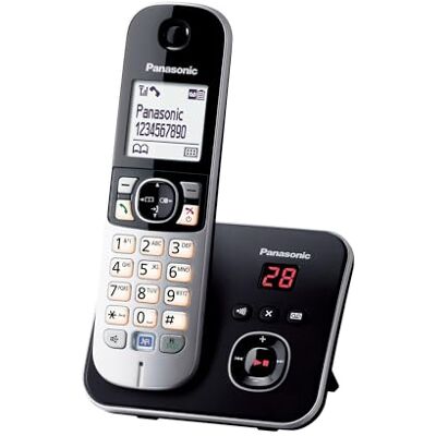Panasonic KX-TG6821GB DECT bezdrátový telefon se záznamníkem hovorů (s nízkým zářením, Eco-Modus, Gap telefon, pevná linka, blokování hovorů) černý Panasonic KX-TG6821GB DECT bezdrátový telefon se záznamníkem hovorů (s nízkým zářením, Eco-Modus, Gap telefon, pevná linka, blokování hovorů) černý