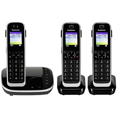 Panasonic Rodinný telefon KX-TGJ323GB se záznamníkem hovorů (bezdrátový telefon se 3 mobilními částmi, nízký obsah záření, ochrana volání) černý Panasonic Rodinný telefon KX-TGJ323GB se záznamníkem hovorů (bezdrátový telefon se 3 mobilními částmi, nízký obsah záření, ochrana volání) černý