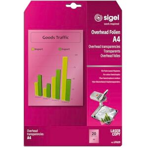 Sigel LF619 OHP-Folien / Overhead fólie pro barevné laserové tiskárny / barevné kopírky A4, 20 listů Sigel LF619 OHP-Folien / Overhead fólie pro barevné laserové tiskárny / barevné kopírky A4, 20 listů