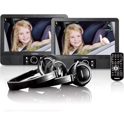 Lenco 9palcový přenosný DVD přehrávač MES-415 s dvojitou obrazovkou USB a SD přípojka 12 V adaptér do auta dálkové ovládání 2 x upevnění na opěrku hlavy 2 x sluchátka černá Lenco 9palcový přenosný DVD přehrávač MES-415 s dvojitou obrazovkou USB a SD přípojka 12 V adaptér do auta dálkové ovládání 2 x upevnění na opěrku hlavy 2 x sluchátka černá