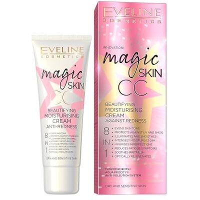 EVELINE COSMETICS Magic Skin CC hydratační krém proti zarudnutí 8 v 1 s kyselinou hyaluronovou a vitaminem E, 50 ml EVELINE COSMETICS Magic Skin CC hydratační krém proti zarudnutí 8 v 1 s kyselinou hyaluronovou a vitaminem E, 50 ml