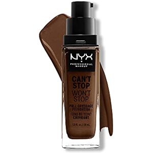 NYX PROFESSIONAL MAKEUP Can't Stop Won't Stop Full Coverage Foundation, dlouhotrvající, voděodolný, veganská receptura, matovaná pleť, barevný odstín: Kaštanová NYX PROFESSIONAL MAKEUP Can't Stop Won't Stop Full Coverage Foundation, dlouhotrvající, voděodolný, veganská receptura, matovaná pleť, barevný odstín: Kaštanová