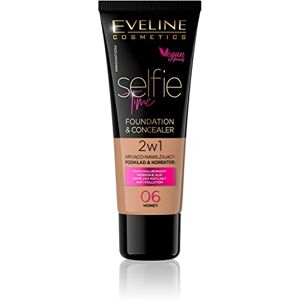 EVELINE COSMETICS Selfie Time 2 v 1 Foundation & Concealer – kyselina hyaluronová, vitamin E, receptura proti Pollution, k dostání v 6 nuancích EVELINE COSMETICS Selfie Time 2 v 1 Foundation & Concealer – kyselina hyaluronová, vitamin E, receptura proti Pollution, k dostání v 6 nuancích