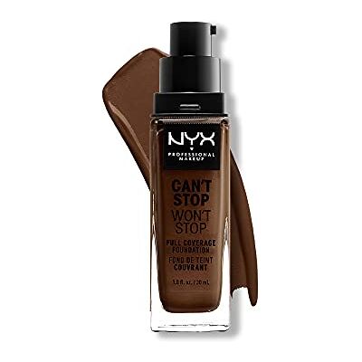 NYX PROFESSIONAL MAKEUP Can't Stop Won't Stop Full Coverage Foundation, dlouhotrvající, voděodolný, veganská receptura, matovaná pleť, barevný odstín: Kaštanová NYX PROFESSIONAL MAKEUP Can't Stop Won't Stop Full Coverage Foundation, dlouhotrvající, voděodolný, veganská receptura, matovaná pleť, barevný odstín: Kaštanová