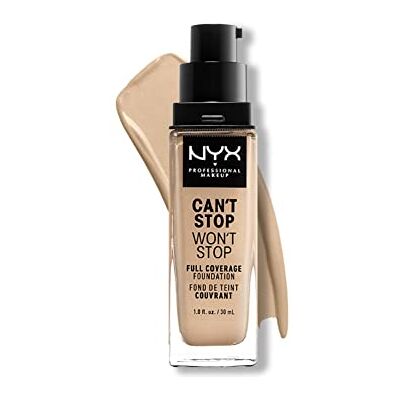 NYX PROFESSIONAL MAKEUP Can't Stop Won't Stop Full Coverage Foundation, Dlouhotrvající, voděodolný, veganská receptura, matovaná pleť, barevný odstín: teplá vanilka NYX PROFESSIONAL MAKEUP Can't Stop Won't Stop Full Coverage Foundation, Dlouhotrvající, voděodolný, veganská receptura, matovaná pleť, barevný odstín: teplá vanilka