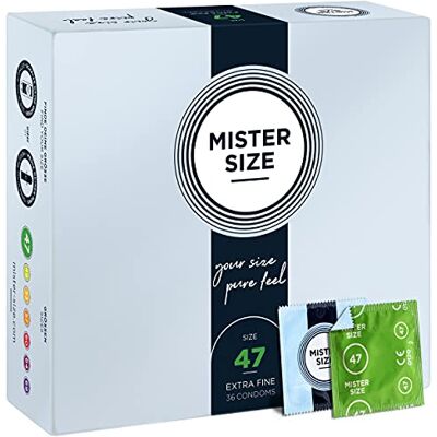 MISTER SIZE Kondome gefühlsecht hauchzart 47mm im 36er Pack/extra dünn & extra feint/Kondom aus 100% Naturkautschuk-Latex in deiner Größe XS S/natural feeling 36er Condome Packung MISTER SIZE Kondome gefühlsecht hauchzart 47mm im 36er Pack/extra dünn & extra feint/Kondom aus 100% Naturkautschuk-Latex in deiner Größe XS S/natural feeling 36er Condome Packung