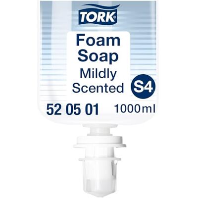 Tork 520501 jemné pěnové mýdlo Premium pro dávkovače mýdla S4 / Bílé, jemné ruční mýdlo pro měkké a hygienicky ošetřené ruce / 1 x 1000 ml Tork 520501 jemné pěnové mýdlo Premium pro dávkovače mýdla S4 / Bílé, jemné ruční mýdlo pro měkké a hygienicky ošetřené ruce / 1 x 1000 ml