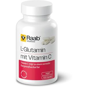 Raab Vitalfood L-glutamin s přírodním vitamínem C z Aceroly; 100 kapslí, veganský, bez lepku, vyrobeno Raab Vitalfood L-glutamin s přírodním vitamínem C z Aceroly; 100 kapslí, veganský, bez lepku, vyrobeno