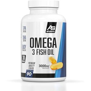 ALL STARS Omega-3 kapsle ve vysokých dávkách 90 ks. Rybí olej 1000 mg v jedné kapsli – nenasycené mastné kyseliny s 540 mg EPA a 360 mg DHA v denní dávce, z udržitelného lovu divočiny ALL STARS Omega-3 kapsle ve vysokých dávkách 90 ks. Rybí olej 1000 mg v jedné kapsli – nenasycené mastné kyseliny s 540 mg EPA a 360 mg DHA v denní dávce, z udržitelného lovu divočiny