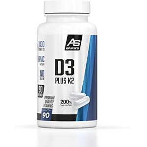 ALL STARS Vitamín D3 + K2 (90 kapslí) – kapsle bez želatiny a veganské vitamínové kapsle – pro každodenní použití – doplněk k normální a pestré stravě – 46,4 g ALL STARS Vitamín D3 + K2 (90 kapslí) – kapsle bez želatiny a veganské vitamínové kapsle – pro každodenní použití – doplněk k normální a pestré stravě – 46,4 g