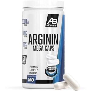 ALL STARS Arginin Mega Caps Vegan -150 L-arginin kapsle vysoké dávky 1000 mg na kapsli, mikrokrystalický L-arginin bez cukru a umělých přísad ALL STARS Arginin Mega Caps Vegan -150 L-arginin kapsle vysoké dávky 1000 mg na kapsli, mikrokrystalický L-arginin bez cukru a umělých přísad