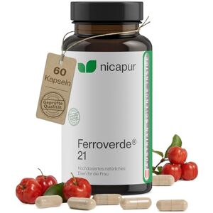 NICApur Ferroverde 21 – 21 mg železa s vitamínem C z červené Acerola – 60 kapslí, veganské, bez laktózy a laboratorně testováno NICApur Ferroverde 21 – 21 mg železa s vitamínem C z červené Acerola – 60 kapslí, veganské, bez laktózy a laboratorně testováno