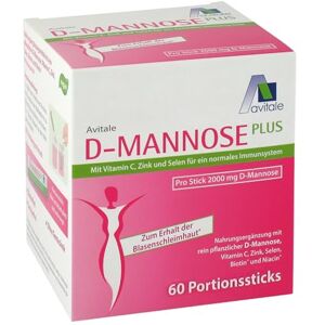Avitale D-Mannose Plus 2000 mg Stick s niacinem a biotinem na podporu sliznice močového měchýře, 148. 2 g 59706 Avitale D-Mannose Plus 2000 mg Stick s niacinem a biotinem na podporu sliznice močového měchýře, 148. 2 g 59706