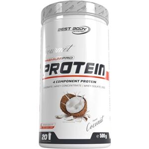 Best Body Nutrition Gourmet Premium Pro Protein Coconut 500 g dóza, 4složkový proteinový prášek s kaseinátem, Whey, izolát, vaječný protein – vícesložkový protein, krémový koktejl Best Body Nutrition Gourmet Premium Pro Protein Coconut 500 g dóza, 4složkový proteinový prášek s kaseinátem, Whey, izolát, vaječný protein – vícesložkový protein, krémový koktejl