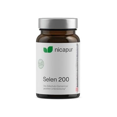 NICApur Selen 200 / selen s 200 µg selenitem sodíku v kapsli, vysoká dávka a veganský / podpora štítu a ochrany buněk před oxidačním stresem NICApur Selen 200 / selen s 200 µg selenitem sodíku v kapsli, vysoká dávka a veganský / podpora štítu a ochrany buněk před oxidačním stresem