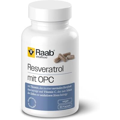 Raab Vitalfood ® Resveratrol s OPC kapslemi (90 kusů) – s trans-Resveratrolem, extraktem OPC, thiaminem, piperinem a vitaminem C z acerola třešně pro ochranu buněk před oxidačním stresem Raab Vitalfood ® Resveratrol s OPC kapslemi (90 kusů) – s trans-Resveratrolem, extraktem OPC, thiaminem, piperinem a vitaminem C z acerola třešně pro ochranu buněk před oxidačním stresem