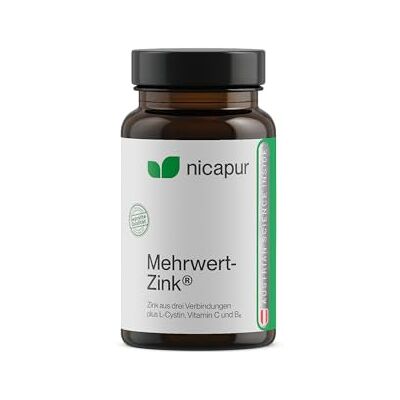 NICApur ® Zinek/trojitý zinek s vitaminem C a vitaminem B6 I ochrana buněk I L-cystin I 60 kapslí I laboratorně testováno I vyrobeno v Rakousku I veganské NICApur ® Zinek/trojitý zinek s vitaminem C a vitaminem B6 I ochrana buněk I L-cystin I 60 kapslí I laboratorně testováno I vyrobeno v Rakousku I veganské