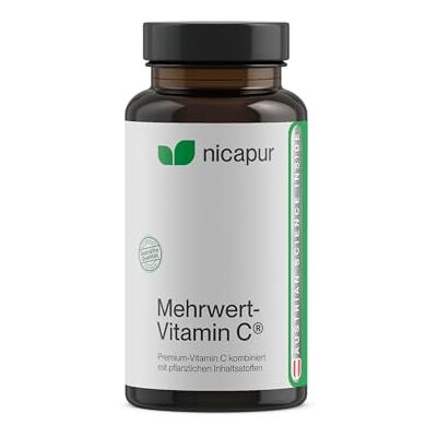NICApur Přidaná hodnota vitaminu C/vitamínu C z nekyselé sloučeniny Ester-C a s extraktem Camu / bioflavonoidy z citruů/čisté látky bez přísad / 60 kapslí NICApur Přidaná hodnota vitaminu C/vitamínu C z nekyselé sloučeniny Ester-C a s extraktem Camu / bioflavonoidy z citruů/čisté látky bez přísad / 60 kapslí