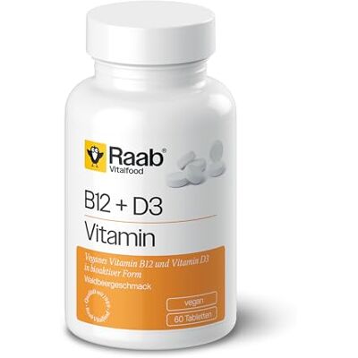 Raab Vitalfood Vitamín B12 a vitamin D, 60 tablet s lízátkem, veganské, bezlepkové, slazené pouze xylitolem, příchuť lesních plodů, 1 balení (1 x 90 gramů) Raab Vitalfood Vitamín B12 a vitamin D, 60 tablet s lízátkem, veganské, bezlepkové, slazené pouze xylitolem, příchuť lesních plodů, 1 balení (1 x 90 gramů)