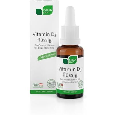 NICApur ® Vitamín D3 tekutý 1000 I.E – kapky ve vysokých dávkách – 25 ml (900 kapek) I PODPORUJE PODPORY I vyrábí v Rakousku I vegetariánsky NICApur ® Vitamín D3 tekutý 1000 I.E – kapky ve vysokých dávkách – 25 ml (900 kapek) I PODPORUJE PODPORY I vyrábí v Rakousku I vegetariánsky