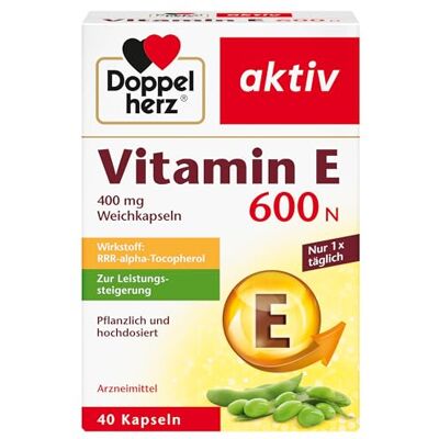 Doppelherz Měkké kapsle Vitamín E 600 N – rostlinné a vysoce koncentrované léky – vitamin E pro zvýšení výkonu – 40 kapslí Doppelherz Měkké kapsle Vitamín E 600 N – rostlinné a vysoce koncentrované léky – vitamin E pro zvýšení výkonu – 40 kapslí