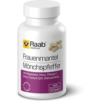 Raab Vitalfood ® Dámský plášť komplexní kapsle (90 kusů) – komplex s extraktem z kožichu a mnichového pepřového extraktu, maca a vitamíny (biotin, vitamin C), se železem, zinkem a hořčíkem Raab Vitalfood ® Dámský plášť komplexní kapsle (90 kusů) – komplex s extraktem z kožichu a mnichového pepřového extraktu, maca a vitamíny (biotin, vitamin C), se železem, zinkem a hořčíkem