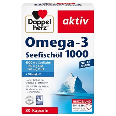 Doppelherz Olej z mořských ryb Omega 3 1000 EPA a DHA jako příspěvek k normální funkci srdce 80 kapslí (balení 1 ks) Doppelherz Olej z mořských ryb Omega 3 1000 EPA a DHA jako příspěvek k normální funkci srdce 80 kapslí (balení 1 ks)