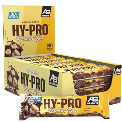 ALL STARS Hy-Pro Big Protein Bar 24 x 100 g Banana Bread Lahodná tyčinka s 30 g bílkovinami a 22 g sacharidy, tréninková pochoutka s mléčnými bílkovinami a Whey Protein ALL STARS Hy-Pro Big Protein Bar 24 x 100 g Banana Bread Lahodná tyčinka s 30 g bílkovinami a 22 g sacharidy, tréninková pochoutka s mléčnými bílkovinami a Whey Protein