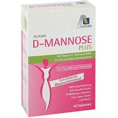 Avitale D-Mannose Plus 2000 mg tablety s niacinem a biotinem na podporu sliznice močového měchýře* – pouze 2 tablety denně!, 60 kusů Avitale D-Mannose Plus 2000 mg tablety s niacinem a biotinem na podporu sliznice močového měchýře* – pouze 2 tablety denně!, 60 kusů